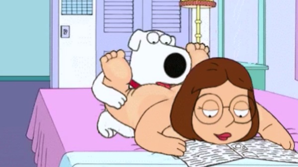 Family Guy Brian Porn - Brian Licking for Meg on Bed - Rule 34 Porn